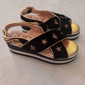 Gucci Cross Strap Platform Sandals
